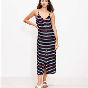 LOFT stripe button trim maxi dress.
